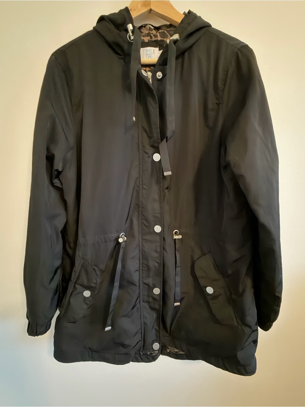 Time and Tru Black Hooded Utility Parka Jacket